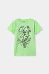 Girls Light Green Flower Tee